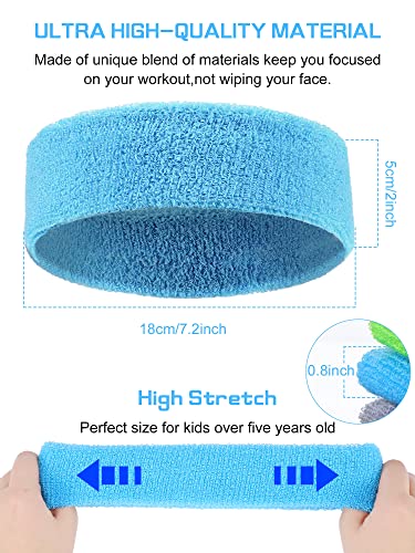 Kids Sweatbands - 6 Colorful Headbands for Sports