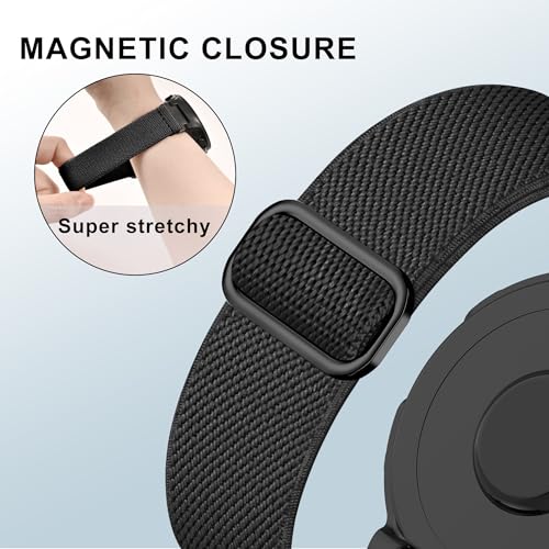 Farluya Black Elastic Nylon Watchband for Garmin Forerunner 235/220/230/620/630/735XT, Sport Stretchy Replacement Strap