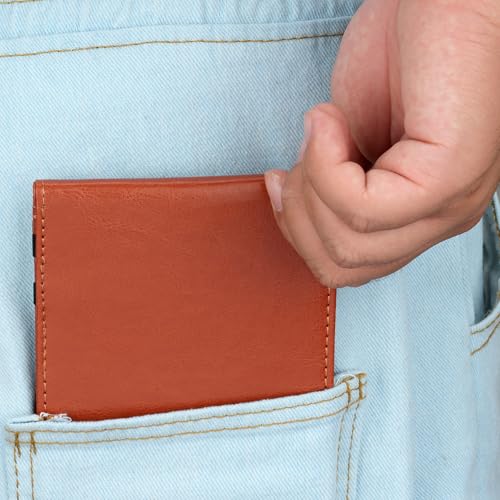 Golf Scorecard Holder - PU Leather Yardage Book Cover, Brown