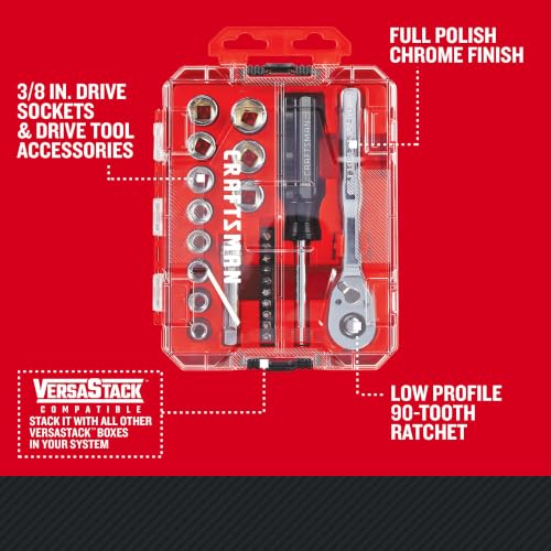 Craftsman 24-Piece Metric Mechanics Tool Set with 3/8 Inch Drive & Low Profile Ratchet - NEW Version