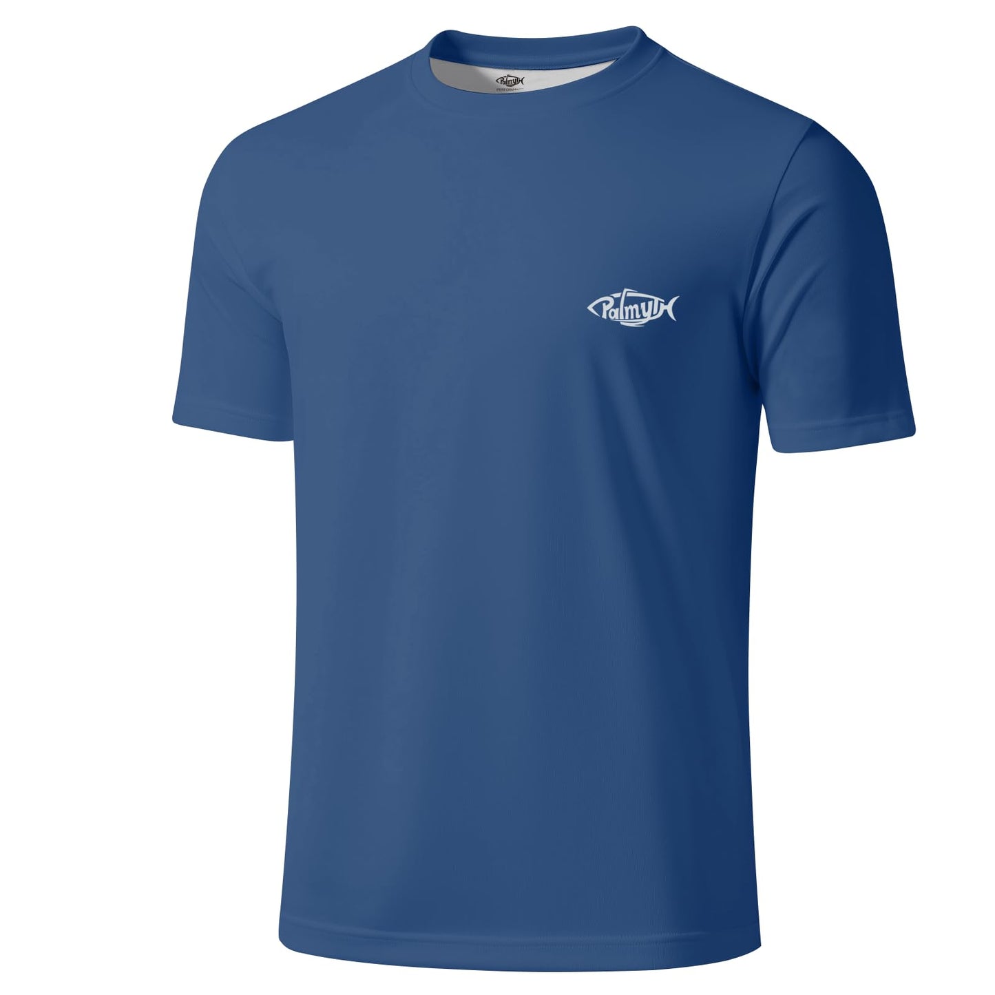 Palmyth Men's Fishing Shirt Short Sleeve T-Shirt Sun Protection UV UPF 50+ Tee Navy Skull Pirate Large
