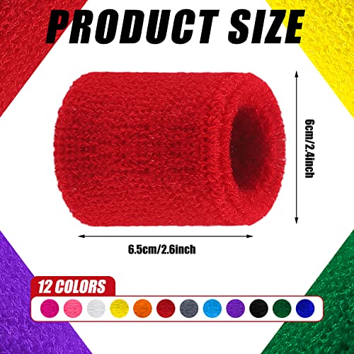 Kids Sweat Wristbands - 12 Colorful Pairs for Sports & Activities