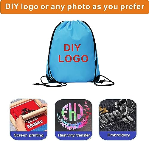 Sky Blue Drawstring Backpack Bulk 20 Pcs Gym Sports Travel Cinch Bags