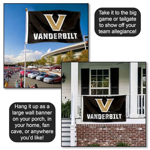 Vanderbilt Commodores Large Polyester Grommet Banner Flag - 3x5 ft Sports Team Flag