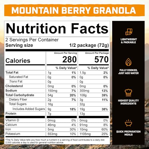 Peak Refuel Mountain Berry Granola with Rice Milk, Vegan Backpacking