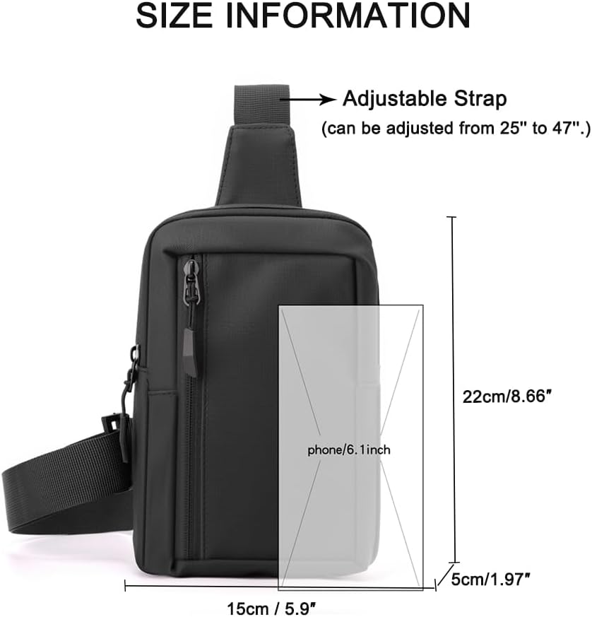 Skiennix Crossbody Bag - Trendy Black Sling Fanny Pack for Men & Women | Ideal for Workout & Running