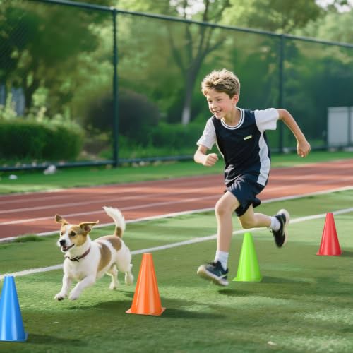 9 Inch Plastic Training Cones 12pcs - ZKNDRHJO Durable Orange Soccer/Agility Cones with Weighted Base