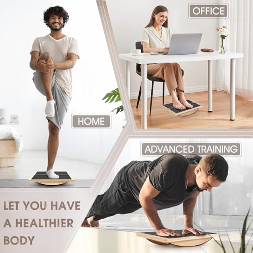 2-in-1 Adjustable Wooden Balance & Slant Board for Stretching