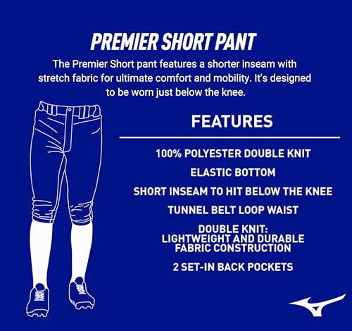 Mizuno Adult Men's Premier Baseball Pant - White / Small / Short Fit