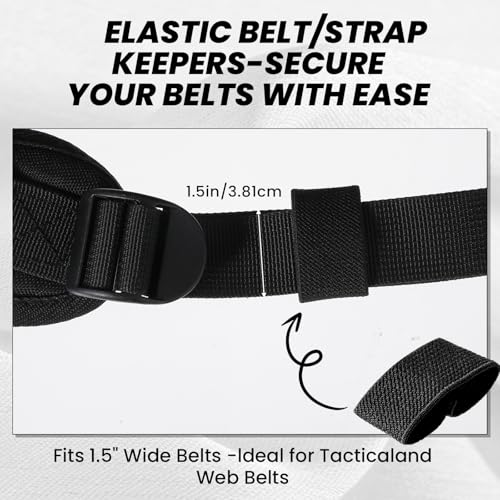 10Pcs Elastic Belt Keepers for 1.5 Inch Straps - Black