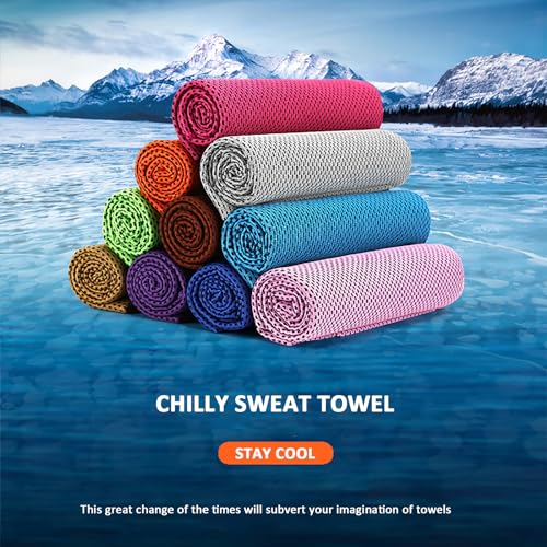 Cooling Towels 10 Pack - Microfiber Neck Towel Set - Red