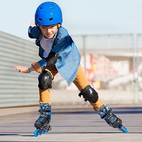 Kuxuan Adjustable Kids & Youth Inline Skates with Light Up Wheels - Blue, Large