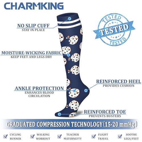CHARMKING Compression Socks for Women & Men Circulation (8 Pairs)