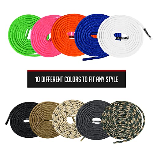 550 Paracord Laces - Heavy-Duty Universal Boot & Shoe Laces, 63-Inch Midnight Black
