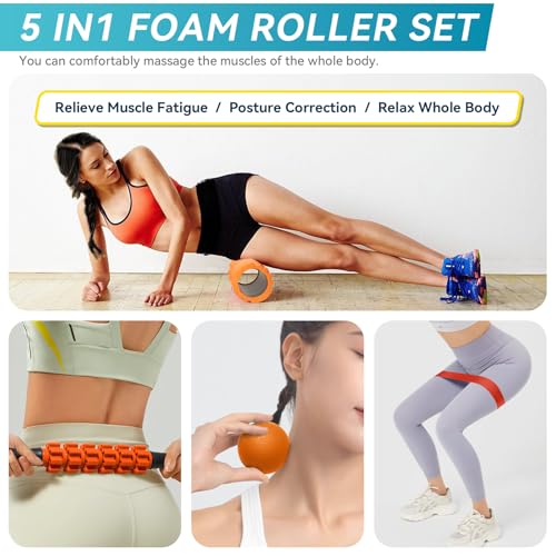 5 in 1 Foam Roller Set for Deep Tissue Muscle Massage & Stretching