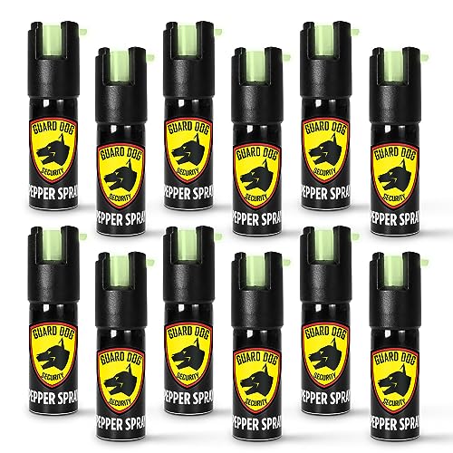 Guard Dog Security Self Defense Pepper Spray Glow in The Dark, OC Spray, UV Dye, Twist Top, Compact Size Self Defense Tool for Women and Men, Police Grade Formula, Up to 16 Feet Long Range