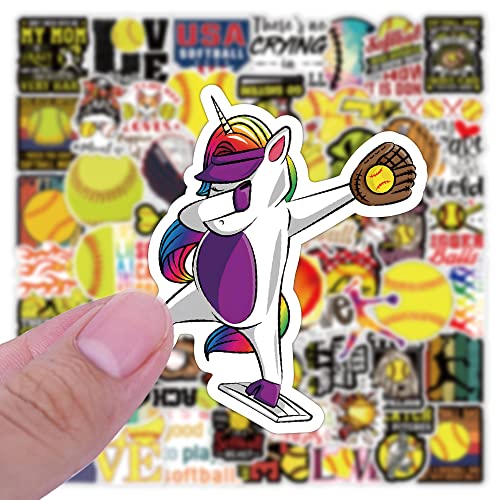 Softball Stickers - 100 Pack Waterproof Vinyl Decals for Personalization