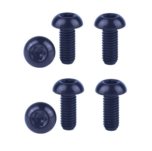 VAMUOEFL M5 x 10mm Titanium Bolts Torx T25 Head for Bike Bicycle Disc Brake Rotor Screw 6Pcs (Black)