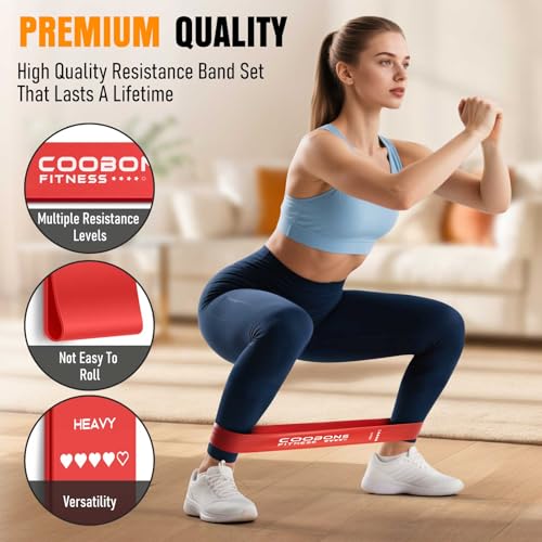 Resistance Bands Set - 5 Levels, 10-40LBS, Latex Workout Bands