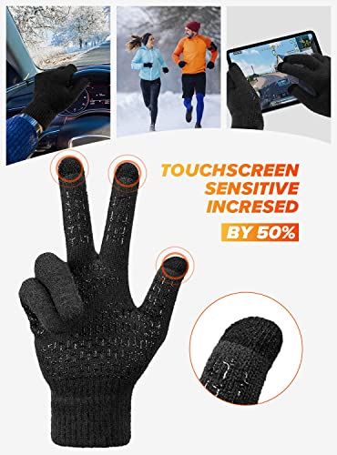 Merino Wool Winter Gloves for Men & Women - Black, X-Large