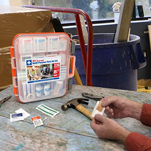 24/7 First Aid OSHA Compliant 336-Piece Emergency First Aid Kit, 100-Person, Plastic Case, 1 Pack