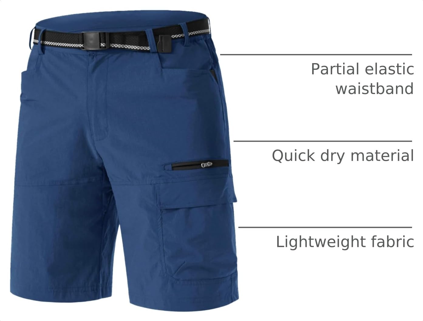 TACVASEN Mens Hiking Cargo Shorts Casual Golf Dress Shorts Hiking Lightweight Quick Dry Breathable Outdoor Summer Fishing Camping Blue 32