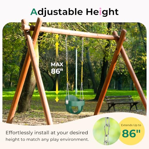 Toddler Swing Set - High Back Full Bucket Swing - Green