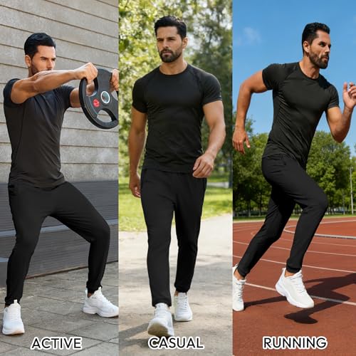 Lightweight Athletic Joggers with Zipper Pockets - Medium Black