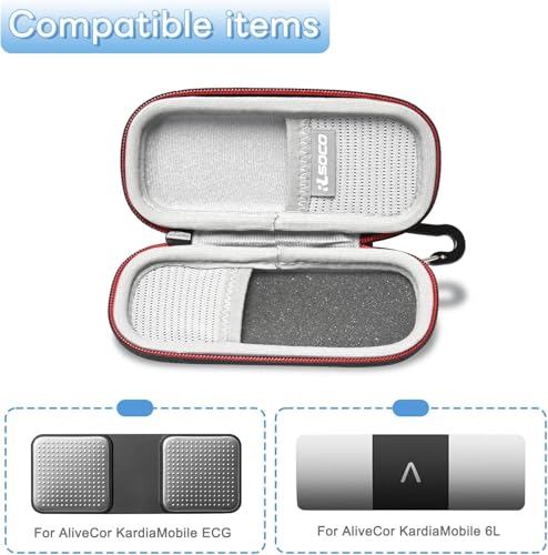 RLSOCO Case for KardiaMobile 1-Lead/6-Lead Personal ECG Heart Rate Monitor - Durable EVA Travel Case with Carabiner & Extra Storage