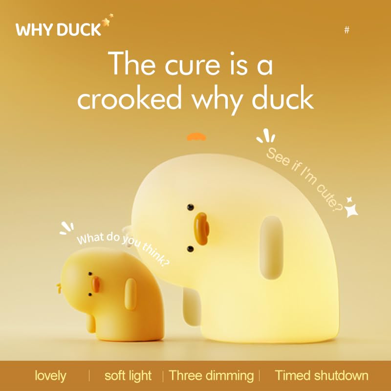 ATCTBOGFS Cute Duck Lamp, Fun LED Squishy Animal Night Light - Chicken/Pig/Rabbit/Panda Options, Toddler Baby Nursery Touch Kawaii Light for Kids, Room/House Decor
