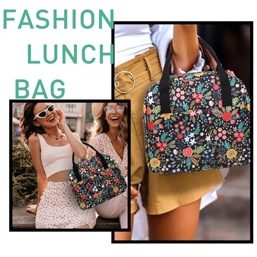 Insulated Floral Lunch Box for Women - Portable Lunch Tote