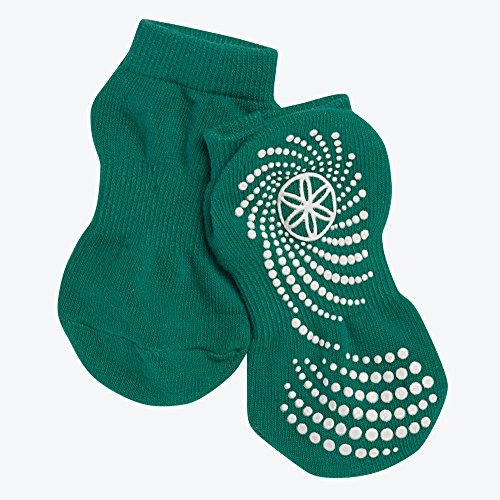 Kids Yoga Socks - Non-Slip Grip, Pack of 2 - Green/Blue