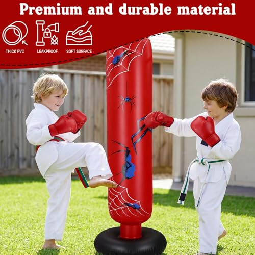 Kids Inflatable Punching Bag with Boxing Gloves & Air Pump - Training & Fun Equipment
