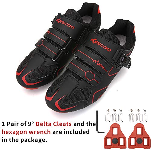 Indoor Cycling Shoes for Men & Women - 14.5 Women/12 Men - Black-Red