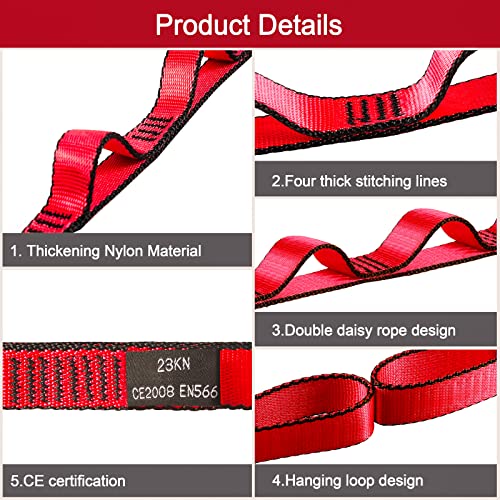 23KN Heavy Duty Adjustable Daisy Chain Straps - Red, 2 Pack
