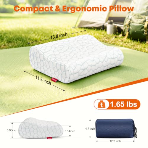 Travel Memory Foam Pillow - Portable Neck Support for Camping & Flying