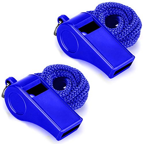 Loud Plastic Whistles with Lanyards - 2 Pack for Coaching and Refereeing