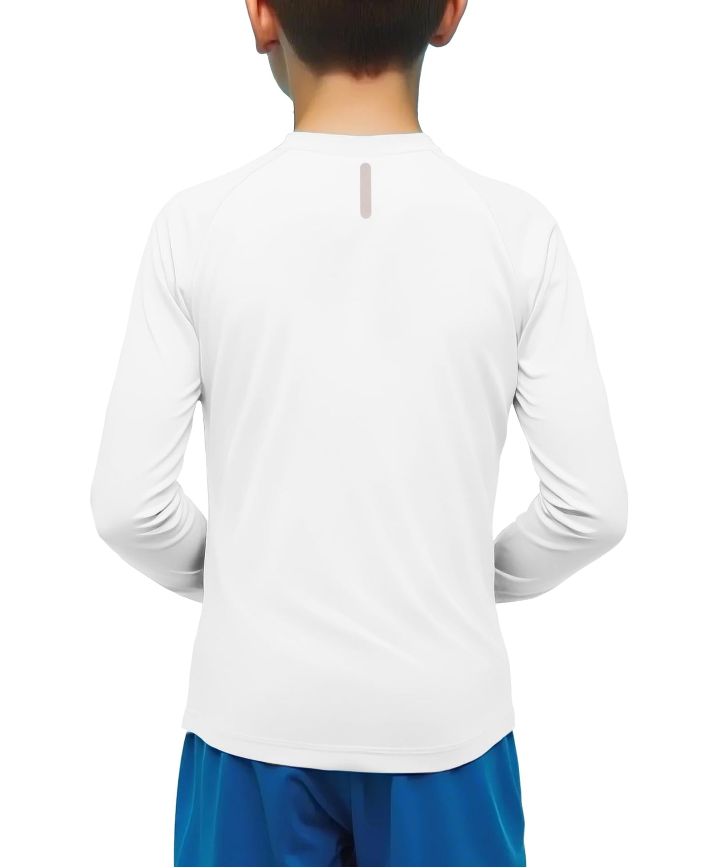 Silenroar Boys Athletic Shirts Long Sleeve, Active T-Shirt Moisture Wicking Crewneck Dry Fit Tee Outdoor Running Tshirt(White,10-12)