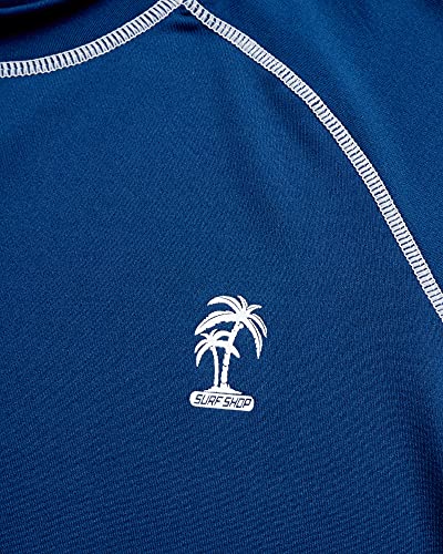 Boys UPF 50+ Short Sleeve Rash Guard Swim Shirt - Navy 14-16