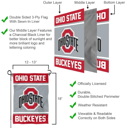 Ohio State Buckeyes Garden Flag - 13x18 Inch Double-Sided