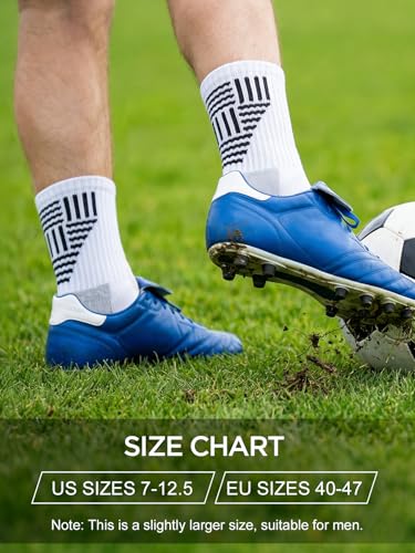 Men's Anti-Slip Soccer Grip Socks - Athletic Non-Slip Pads - White