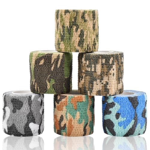 Cohesive Vet Wrap for Dogs & Cats - 6 Rolls, 2" x 5 Yards, Camouflage