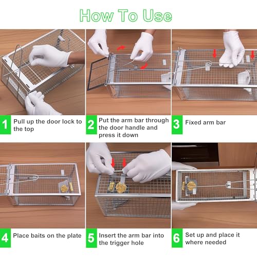 SARSTRY Humane Rat Traps 2-Pack Silver, Live Cage Catch & Release, Indoor Outdoor