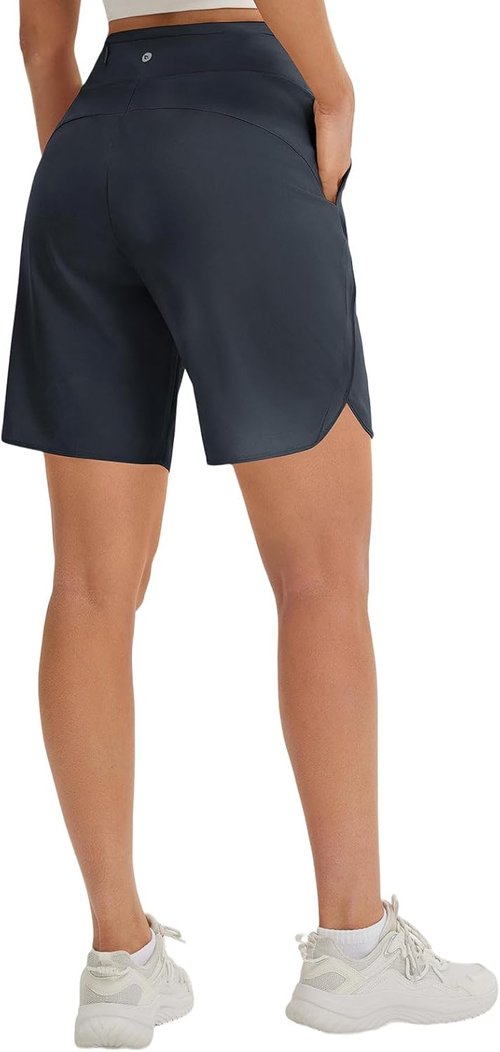 Baleaf Women's Athletic Bermuda Shorts - Quick Dry, High Waisted, UPF 50+, Knee Length with Pockets