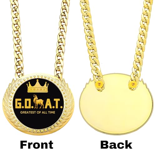 GOAT Turnover Chain - 6" Big Gold Medal Trophy Necklace