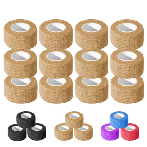 12 Pack Self-Adhesive Cohesive Bandage Wrap - 1 Inch x 5 Yards
