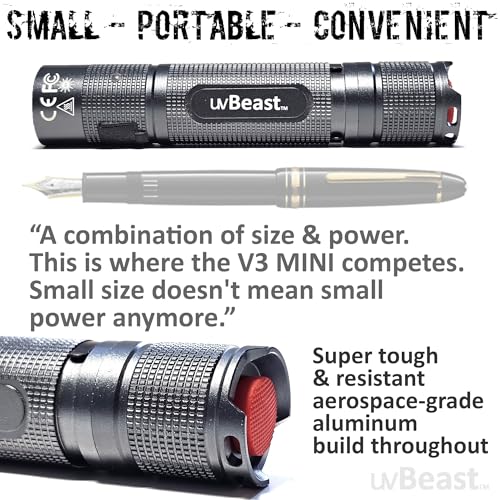 uvBeast V3 Mini 385-395nm UV Flashlight Portable Black Light