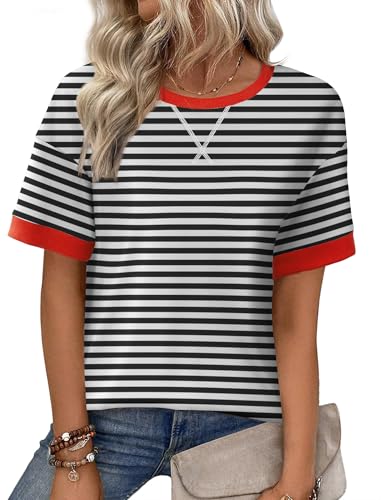 Casual Oversized Striped T-Shirt Sweatshirt - Black & White