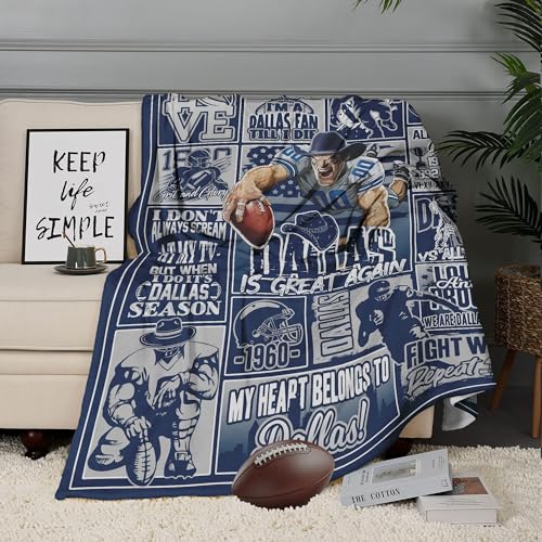 Football Blanket - Cozy Flannel Throw for Fans - 60"x50" - Dark Blue