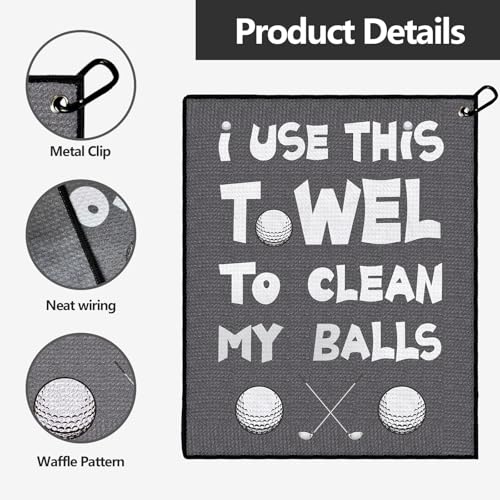 Funny Golf Towel with Clip - Unique Gift for Men, Dad, Husband